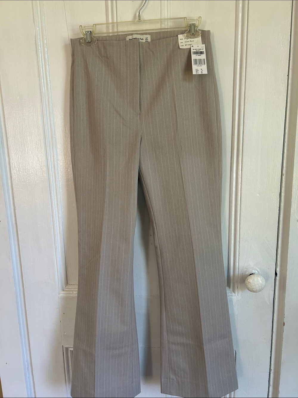 Abercrombie & Fitch Taupe Pinstripe Boot-Cut Pants